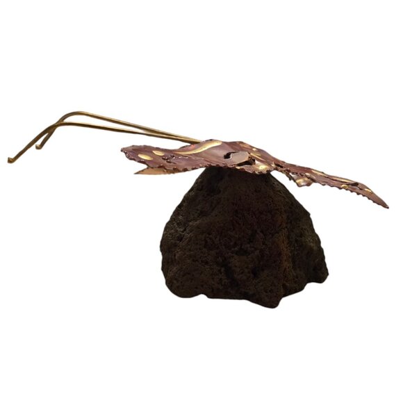 Metal Butterfly Sculpture Lava Rock Home Decor Art Vintage Mid Century Figurine - Picture 3 of 16